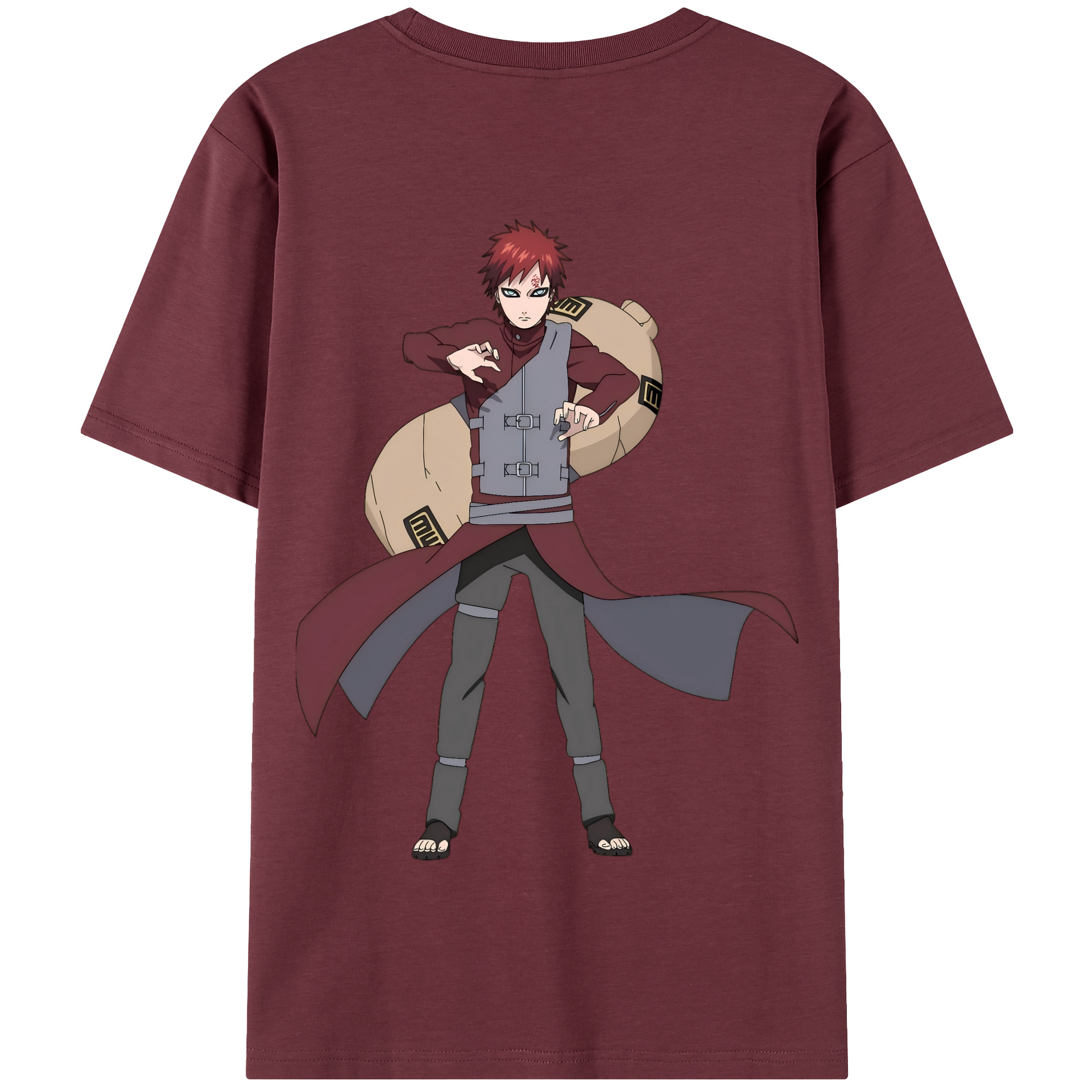 （画像用） NARUTO -ナルト- ガアラ Gaara 綿100％半袖Tシャツ（背面プリント）